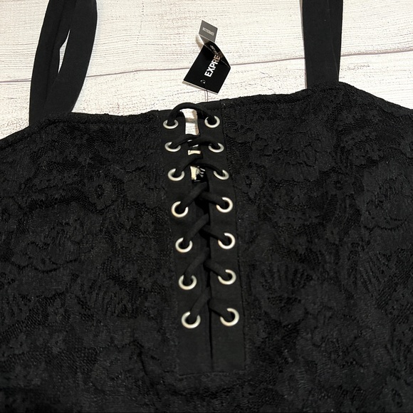 EXPRESS Black Lace-Up Bodysuit - Picture 4 of 15